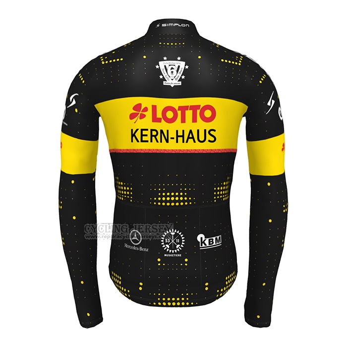 2022 Cycling Jersey Lotto-kern Haus Black Yellow Long Sleeve and Bib Short